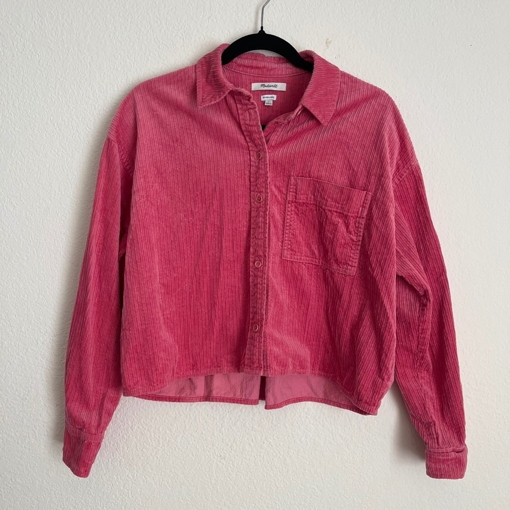 Madewell Pink Corduroy Oversized Button Shirt Jacket Y2K Barbiecore Indie Chic S